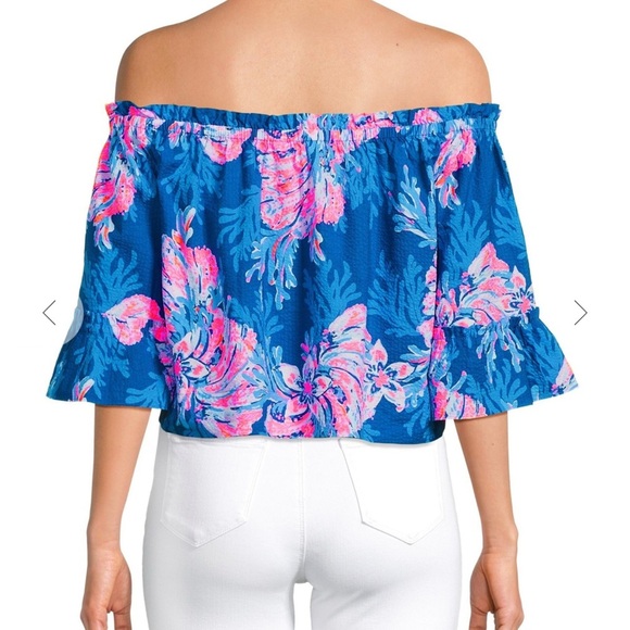 NWT Lilly Pulitzer Croix Coral Reef Off-The-Shoulder Top XL - Picture 2 of 5